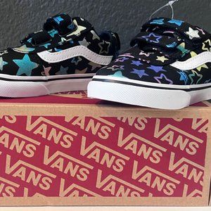 Sz 9 New (NWT) Vans Ward V Foil Stars Velcro Little Kid's Shoes: Size 9 (Little
